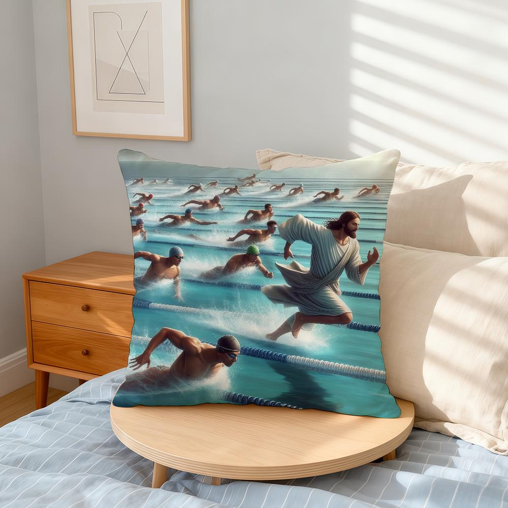 Cool Jesus Swimming cushion cover Home Office Convenient Nordic Simplicity Hit With Zipper Cushion Cover