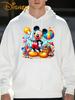 Disney Mickey Mouse Minnie Hoodie, Mickey Mouse Ears and Minnie Bow Printed Men's and Women's Loose Couple Matching Hoodie