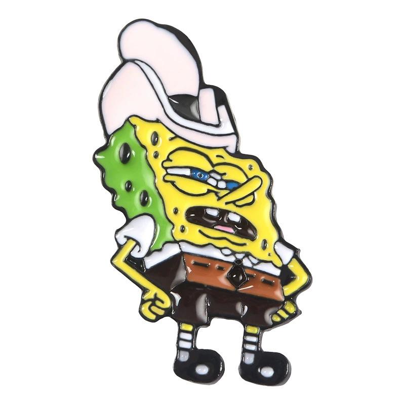 Cute Anime Brooch Set SpongeBob Metal Pins Squidward Patrick Burger Badge 6-Pack Cartoon Clothing Lapel Pin