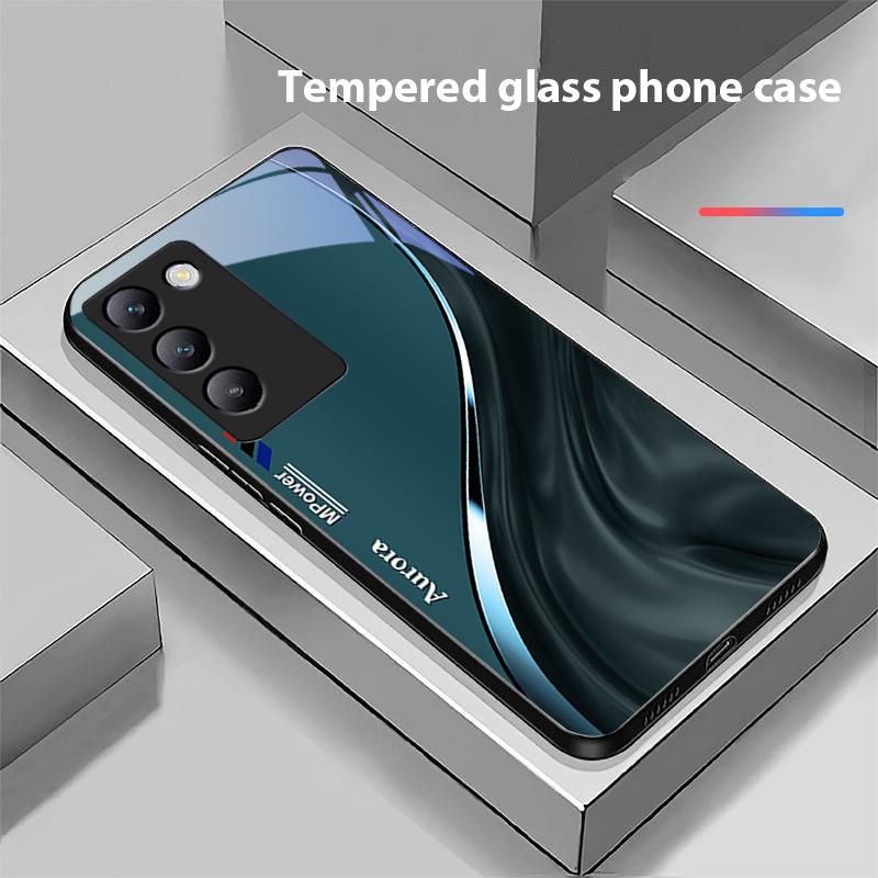 Рисунок потока воды для Y72 33S 11 03 36 96 Lite 35 16 Iqoo 12 V40 SE 5G 29 40 21 30 X80 Pro Vivo Чехол для телефона из закаленного стекла Черный