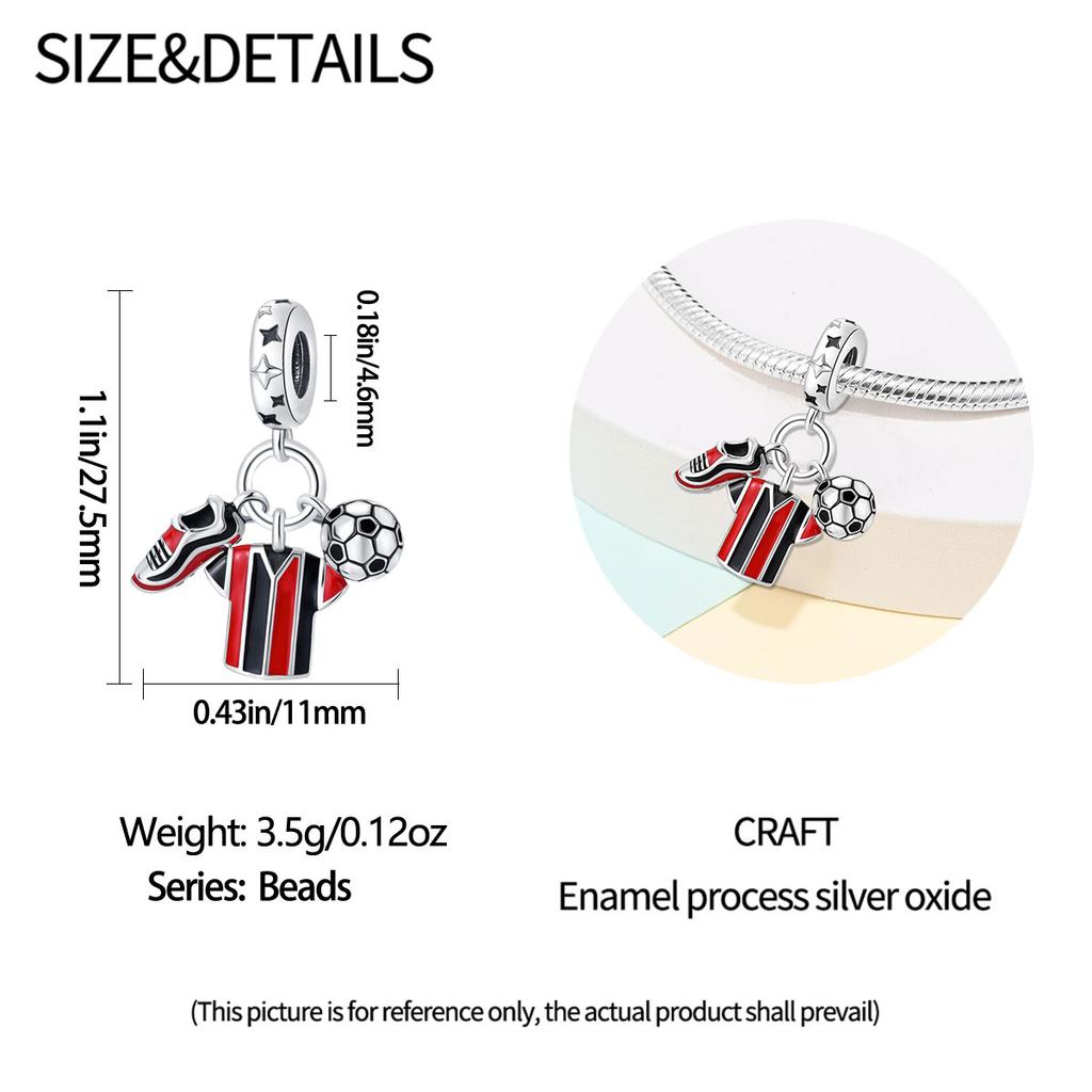 Copper Sports Badminton Football Dumbbells Beads Dangle Fit Charms Copper Original Bangle Bracelet Diy Jewelry