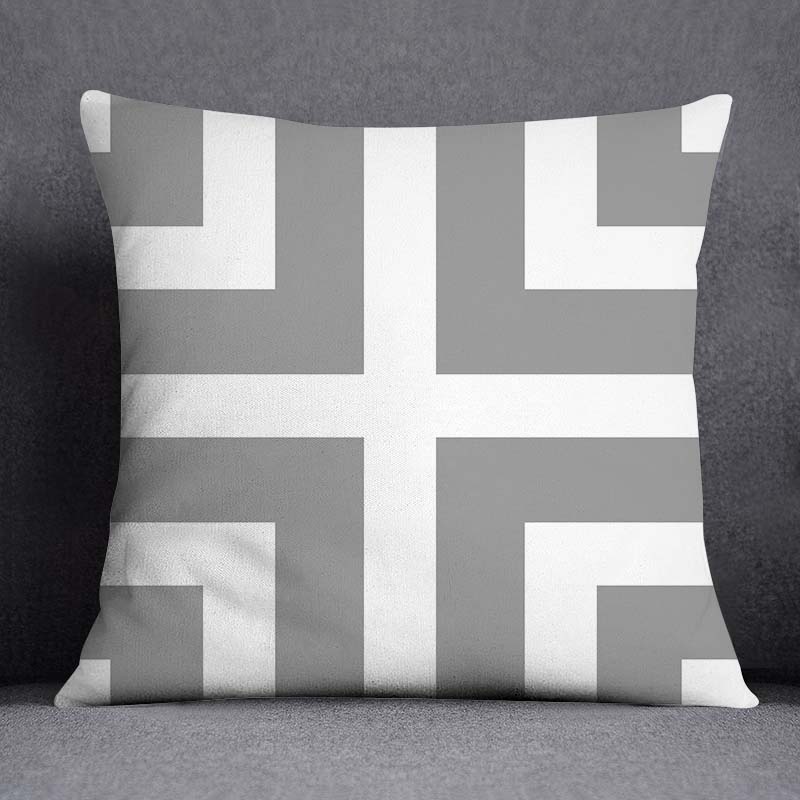 Gray Low White Flower Pattern Home Decoration Pillowcase Square Pillowcase Home Office Decoration Cushion Cover