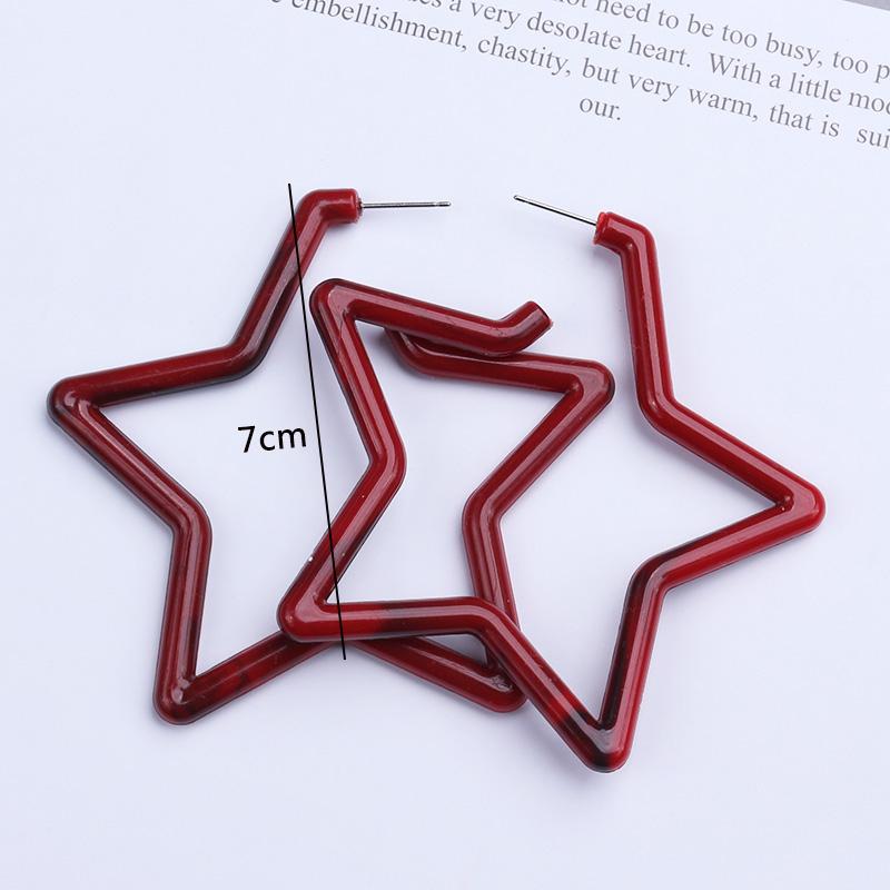 New Wine Red Geometric Hanging Earrings for Women Metal Pendants Dangle Earrings Red Exaggerated Drop Earrings aretes