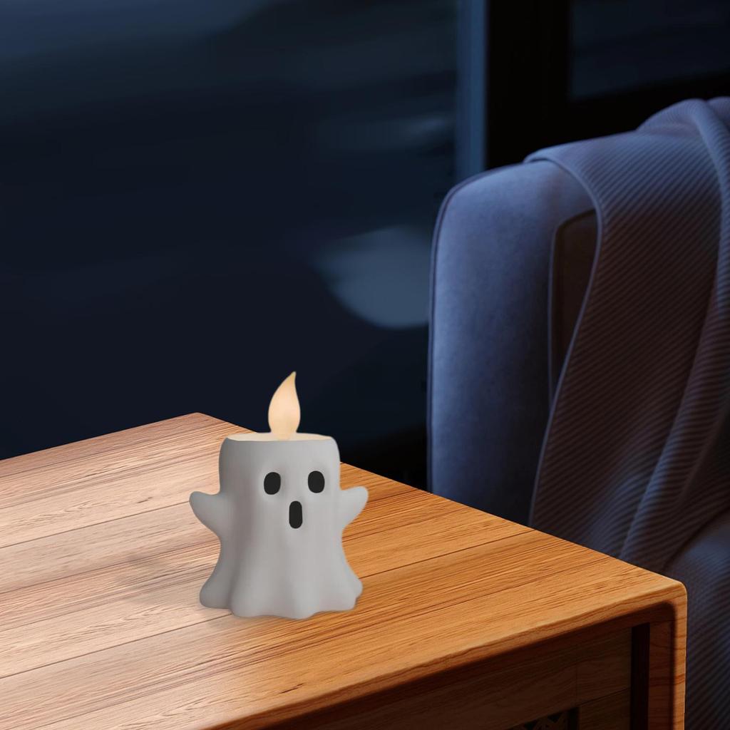 Ghost Flameless Candles Ghost Miniature Candle Lights Flameless Candle Art For Halloween Miniature White Ghost For Bedroom
