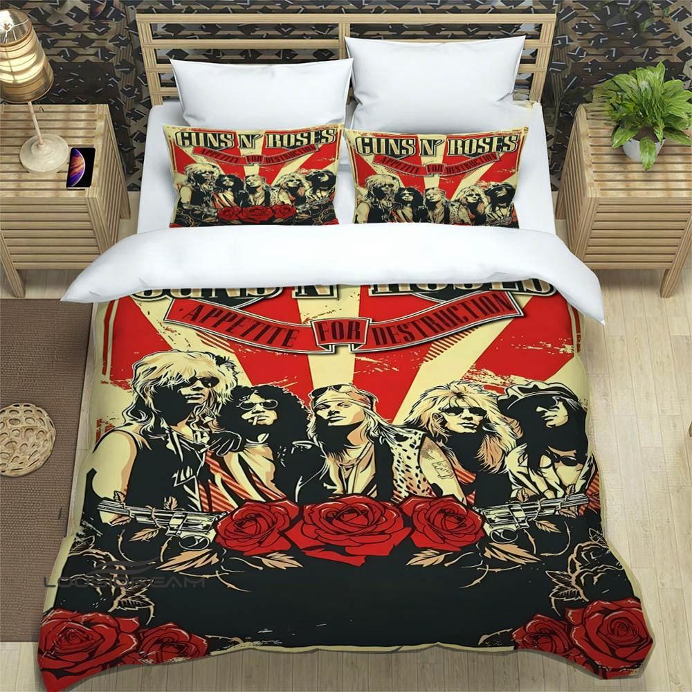Rock Band Guns N Roses Роскошный Комплект Постельного Белья Пододеяльник Одеяло Изысканные Постельные Принадлежности Подарок на День Рождения