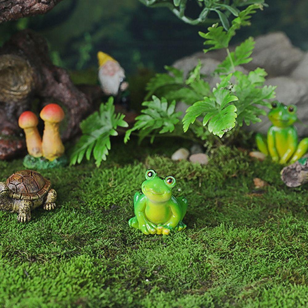 Mini Garden Frog Ornament Resin Micro Landscape Decoration Animal Statue Frog Figurines Patio