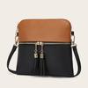 Женская сумка новый цветное сочетание леопардовый принт бахрома женская модная сумка через плечо кросс-боди ракушка