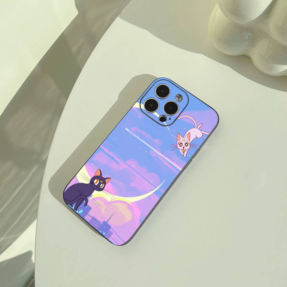 Чехол для телефона S-Sailor- Moon для iPhone 17,16,15,14,13,12,11 Pro Max,16/15/14Plus,XS Мягкий Черный Чехол
