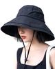 [УНИВЕРСТОК] УФ-шляпа, Защита от УФ-лучей, Женская шляпа, Лето, Весна, Широкие поля, Складной подбородочный ремешок, Защита от солнца (JP, Алфавит, Свободный размер, Черный)