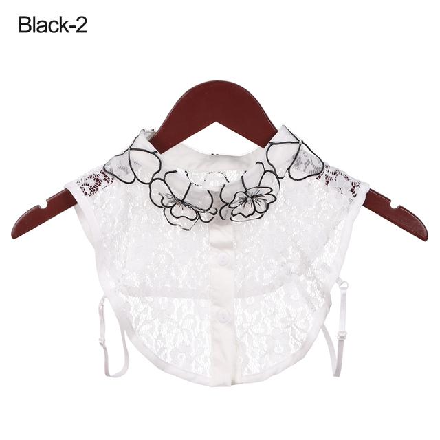 Front Tie White Fake Collar Stand Beads Detachable Collar Fake Women Vintage Crystal Lace Ladies False Blouse Collar Half Shirt