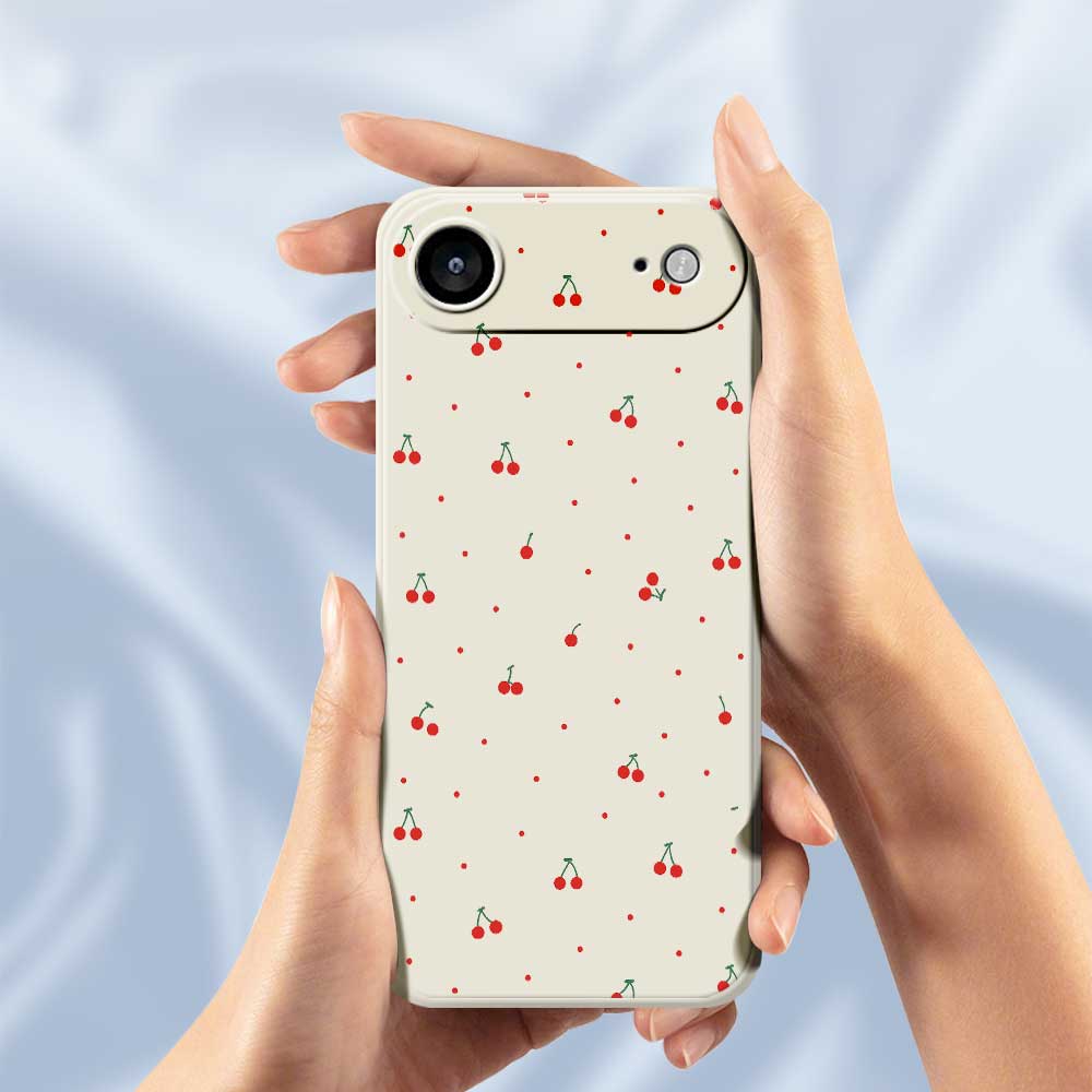 For iPhone 17 Air Case Red Cherry Pattern Printing Straight Edge TPU Phone Back Cover