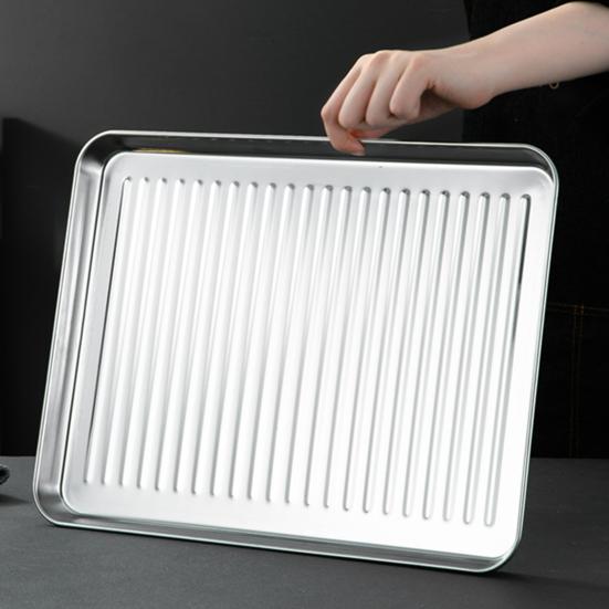 1 Set Stainless Steel Baking Tray with Mesh Rack Heavy Duty Non-stick Heat Resistant Food Grade Rectangle Bakeware Kitchen Supplies