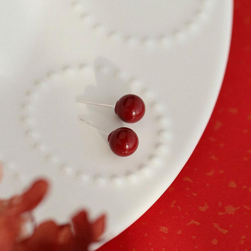 Серьги-кроты Cinnabar для женщин, маленькие серьги с красными бобами, новые серьги Niche Design