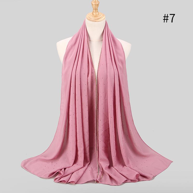 Lain Pearl Bubble Шифон Алмазный Стразы Шаль Шарф Высококачественный Мерцающий Бисер Повязка На Голову Обруч Фуляр Мусульманский Хиджаб Sjaal