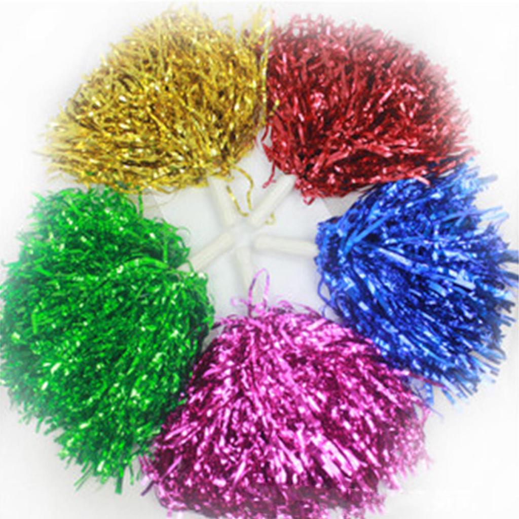 1PCS Cheerleading Pom Poms With Straight Handle Cheering Props For Aerobics Dancing School Sports Game