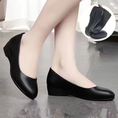 Женская мода на низком толстом каблуке с неглубокой пряжкой, одинарные туфли без застежек, рабочая обувь