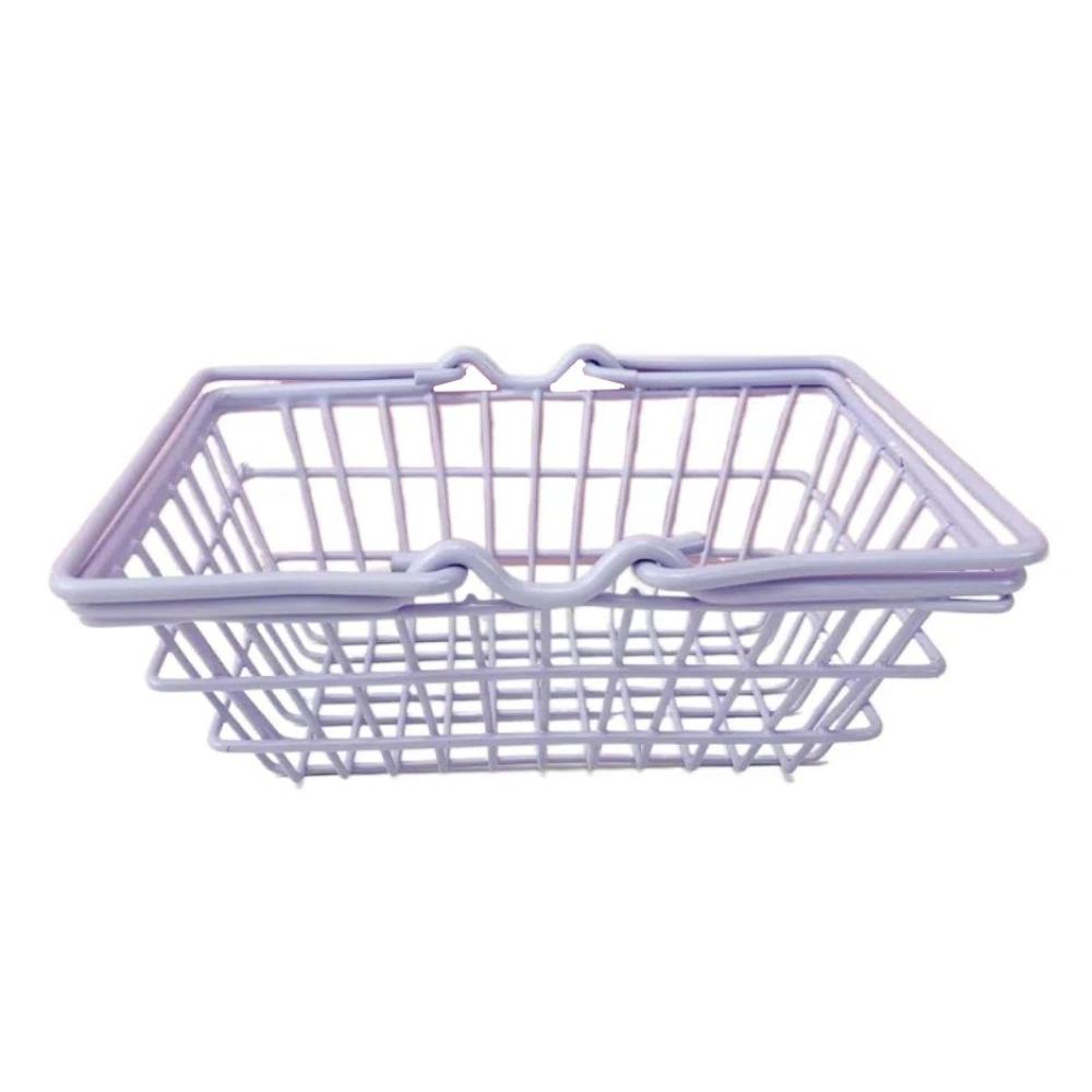 Model Mini Storage Basket Metal Toy Trolley Container Portable Shopping Cart Storage  Desktop