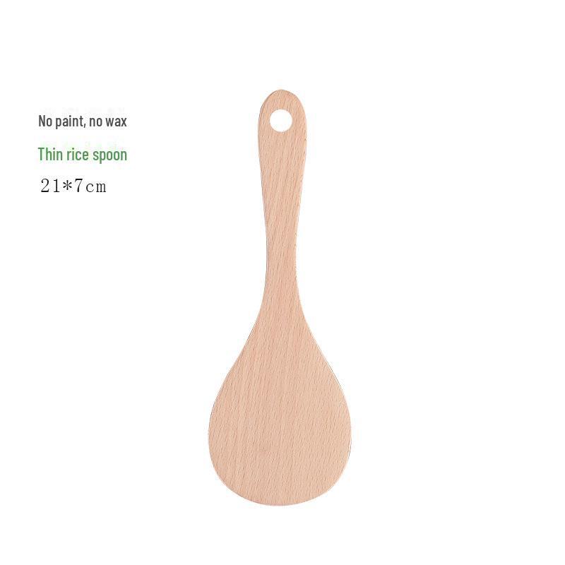Неокрашенный деревянный кухонный набор из лопатки и ложки с длинной ручкой и антипригарным покрытием для сковороды