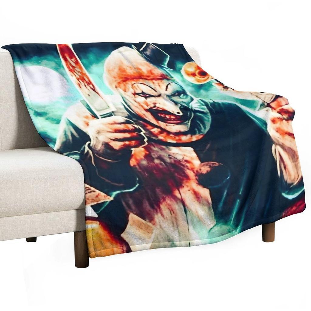Terrifying Art and Clown Throw Blanket Thermals For Travel Thermal Cute Flannel Fabric Blankets