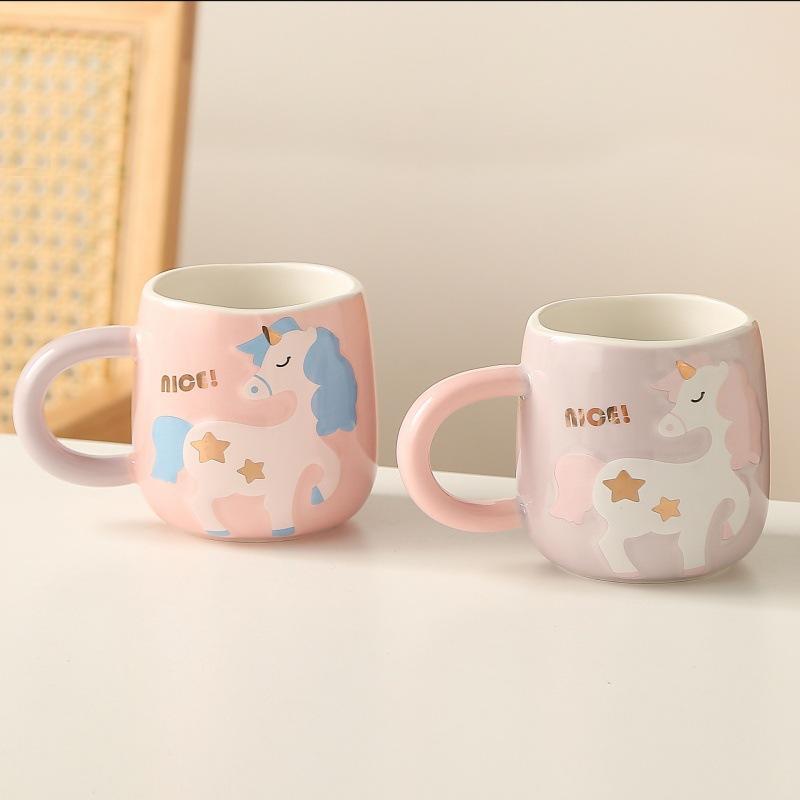 Керамическая чашка с изображением единорога, креативная личность, офисная кофейная кружка, студенческая кружка, милая девушка, пара, чашка для воды