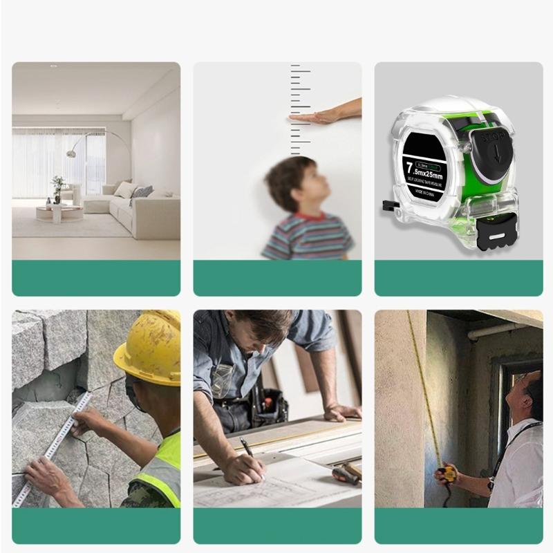 Высокоточная 3/5/7.5/10 м прозрачная самоблокирующаяся рулетка, легкая и прочная для строительства и дизайна