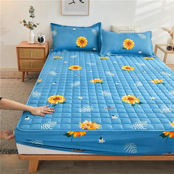 Quilted Mattress Cover Printing Non-slip Fitted Bed Sheet Dust Protection Cover Thicken Bedding Sheet Bedcloth No Pillowcases