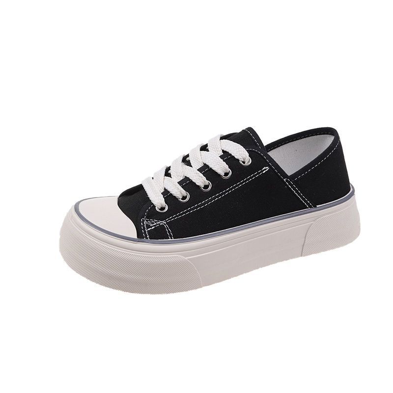 Новые весенне-летне-осенние новые толстые парусиновые кроссовки с круглым носком, подходящие для повседневной парусиновой обуви для студенток