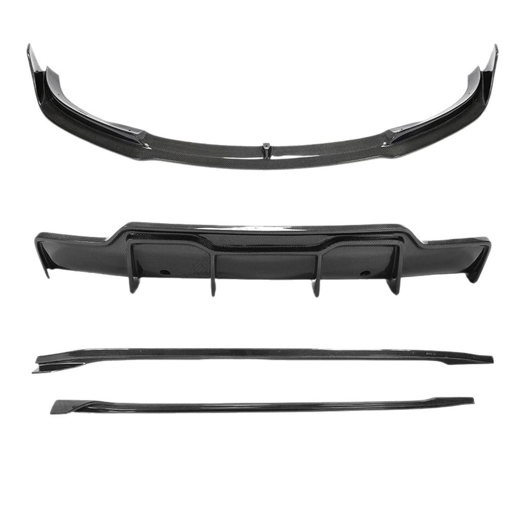 Tesla Model 3 V Style Carbon Fiber Front Lip & Side Skirts Kit