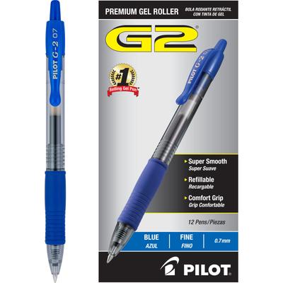 Ручка-роллер Pilot G2 Gel Blue Dozen, выдвижная, заправляемая, чернила, толщина 0,7 мм, (пункт)