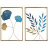 Metal Leaf Wall Hanging Decor | Nature-Inspired Leaf Design | Easy Installation (Set of 2 | Gold)