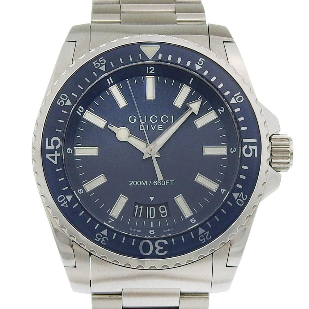 GUCCI Dive Watches 136.2/YA136203 DIVE 200M NavyDial Stainless Steel Quartz Analog display mens Used