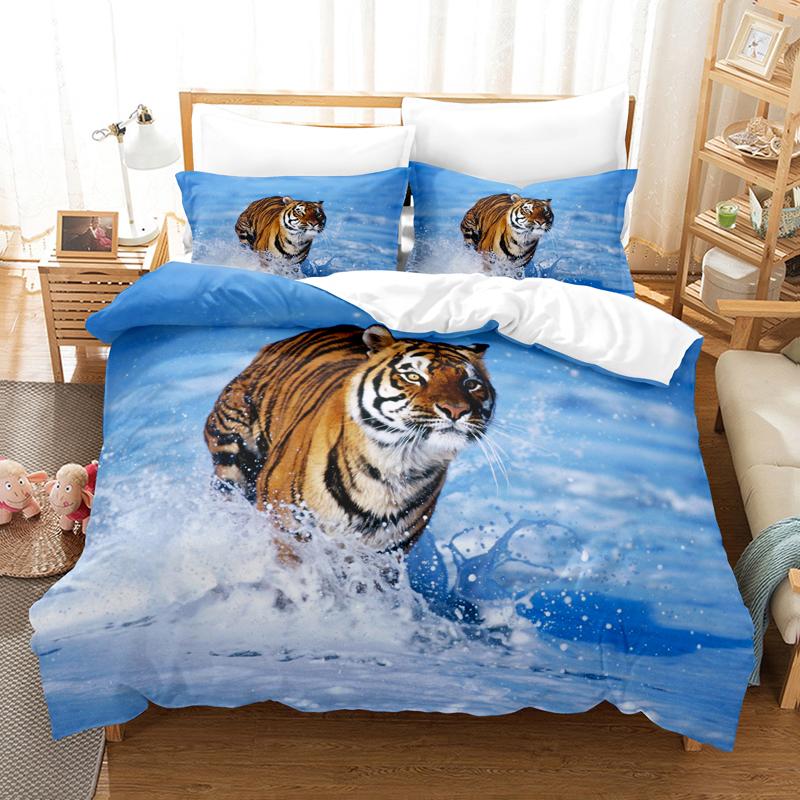 Tiger Duvet Cover Set King Size 230x260 Double Bed Single Queen Full Animal Quilt Case Linen 3D Pillowcase Twin Bedding Sets