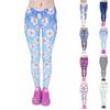 Womens Sky Blue Daisy Prints Stretch Yoga Leggings Fitness Running Gym Sports Active Pants