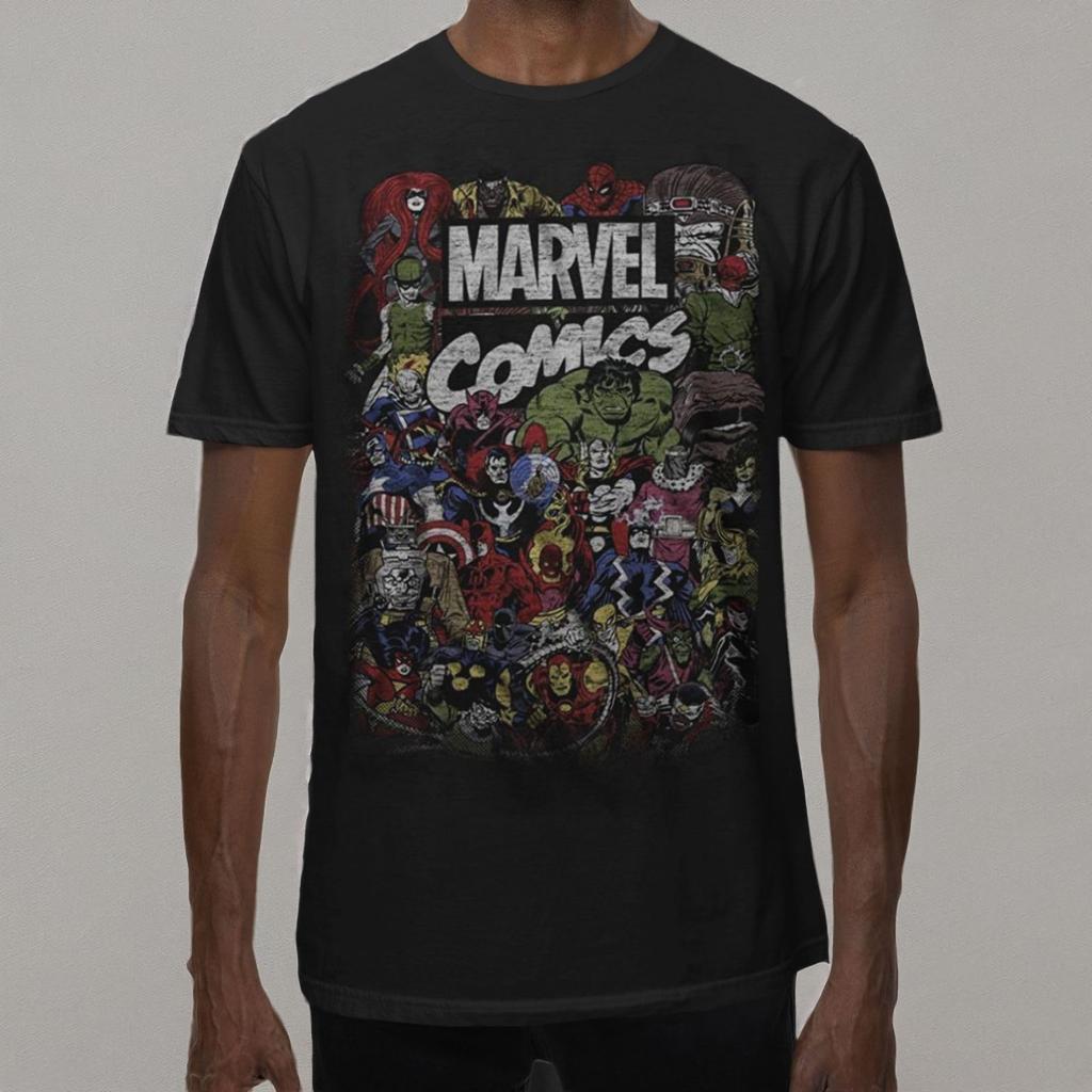 2025 Аутентичный логотип манги «Мстители» Взрослая мужская футболка с узором Модная летняя с принтом Короткий рукав Унисекс