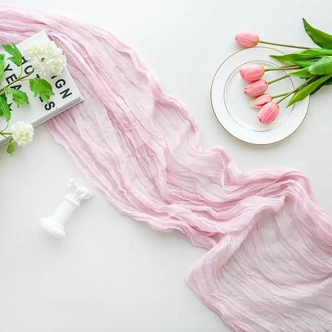 Дорожка для стола из нежно-голубой марли, 4 шт. в упаковке, винтажная деревенская марлевая дорожка для стола, украшение в стиле бохо на День Святого Патрика, Пасхальная свадьба