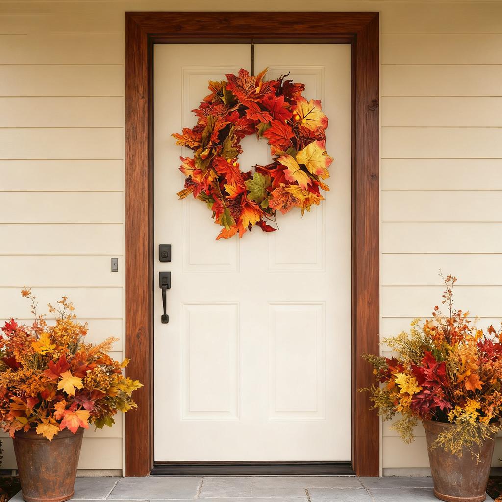 Wreath Maple Leaf Wreath Maple Leaf Wreath Hanging Vine Wreath Artificial Leaf Wreath Thanksgiving Decoration