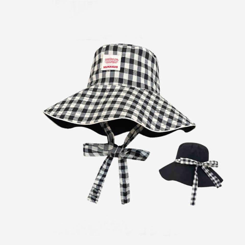 Summer Sunscreen Hat Two-sided Fisherman Caps Korean Plaid Bucket Cap Travel