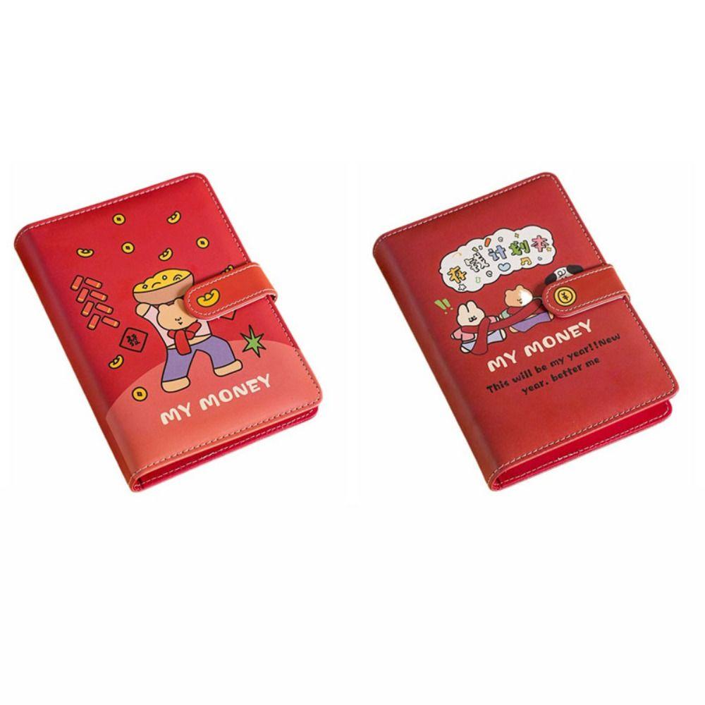 Cartoon Money Saving Challenge Book PU Leather Cash Budget Notebook Family