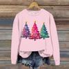 Женская модная рождественская свободная толстовка с длинным рукавом и круглым вырезом с мелким принтом