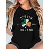 Женская футболка большого размера Dublin Shamrock Черная Ирландская Основана в 988 Четырехлистный клевер День Святого Патрика 100% Легкая С круглым вырезом Повседневная Машинная стирка Топ