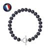 Bracelet - - Genuine Freshwater Cultured Pearl 7-8 Mm - 925 Silver - Stick Clasp - Black