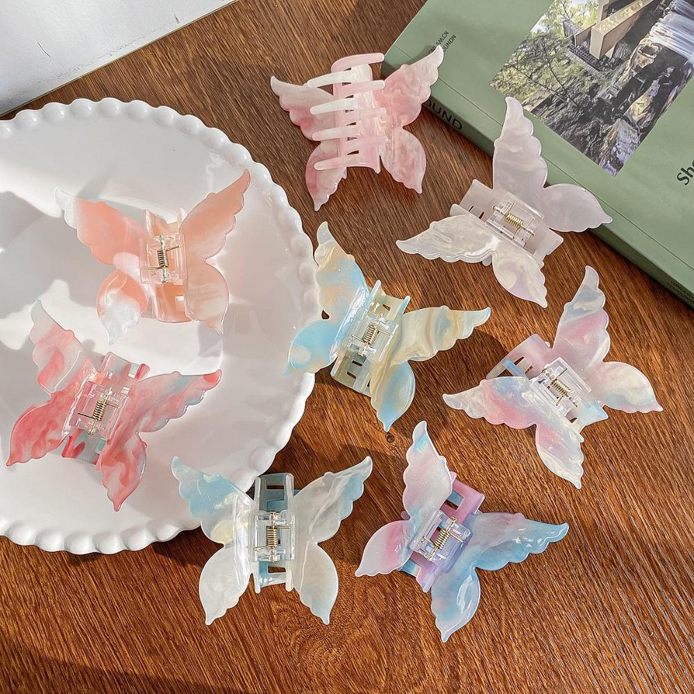 Color Changing Acetate Butterfly Hair Claw Gradient Color Large Shark Clip Female