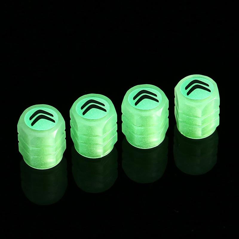 4Pcs Luminous Car Tire Valve Caps For Citroen Berlingo Xsara Picasso Fluorescent Night Glowing Decor Wheel Tyre Valve Stem Caps