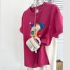High Quality 200G Pure Cotton Tee Shirt Summer Funny Cartoon Print T Shirt for Women Clothes Harajuku Oversized T-shirt Y2k Tops Young Girl Streetwear