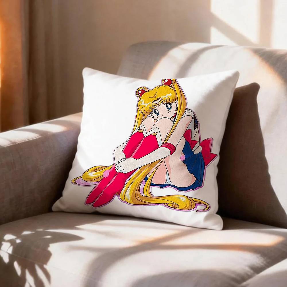 Cute Magical Girl SSailor Moon Pillow Case Pattern Printed Pillowcase For Living Room Sofa Cushion Cover