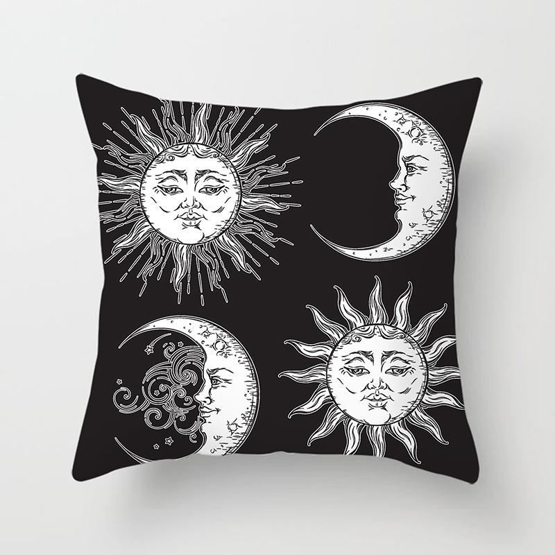 Home Bedroom Living Room Sofa Cushion Cover Decoration Sun Moon Mandala Series Pattern Printing Pillowcase