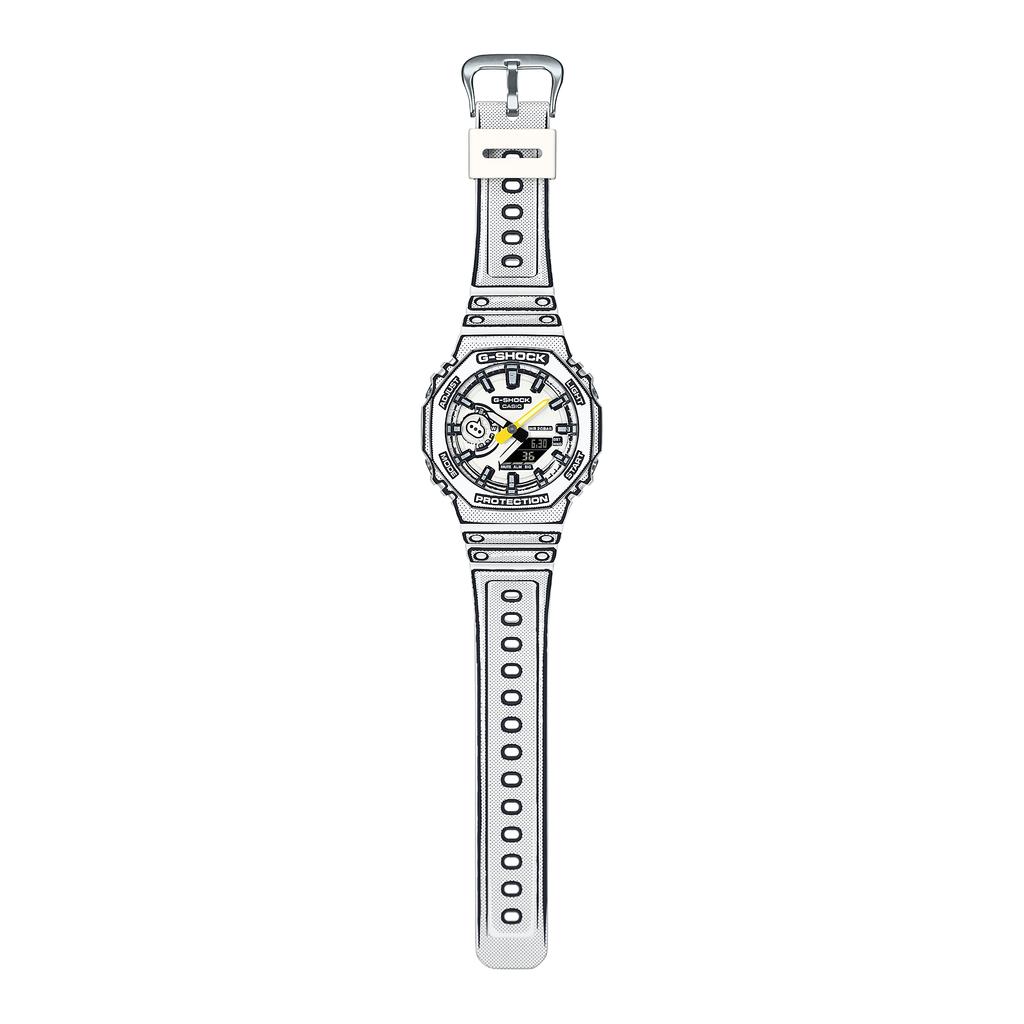 Casio Мужские часы G-SHOCK из смолы, водостойкость 200 м, аналоговые, ударопрочные, кварцевые, GA-2100MNG-7A
