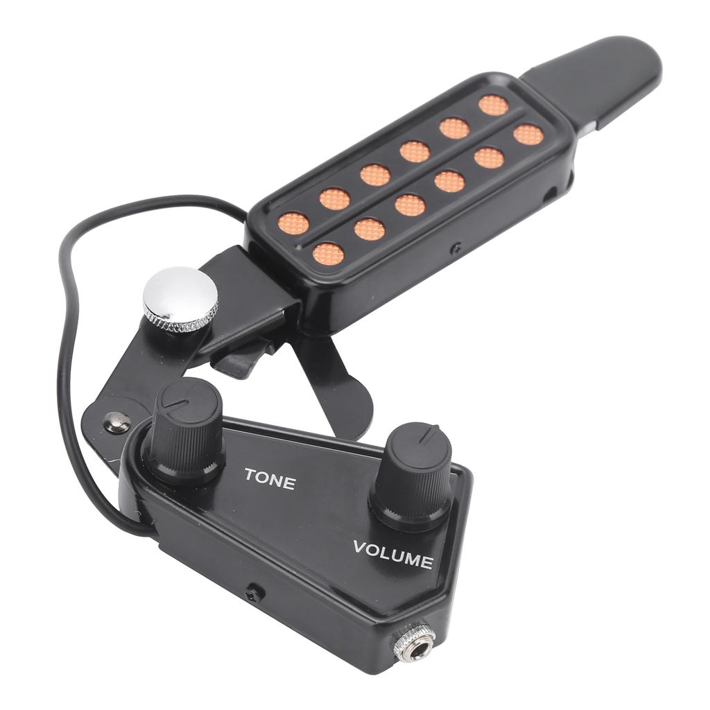 Guitar Pickup 12 SoundHole Electric Transducer with Tone Volume Control for Ukulele