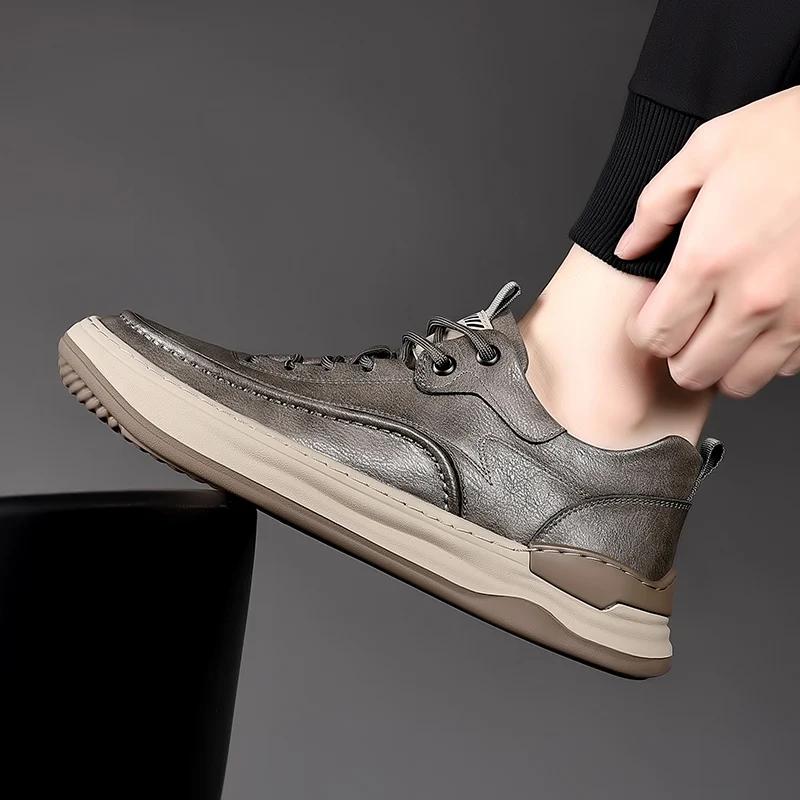 Роскошные мужские повседневные туфли из натуральной кожи, дизайнерская обувь для активного отдыха, модные итальянские мужские кроссовки со шнуровкой, спортивная обувь Tenis Masculino