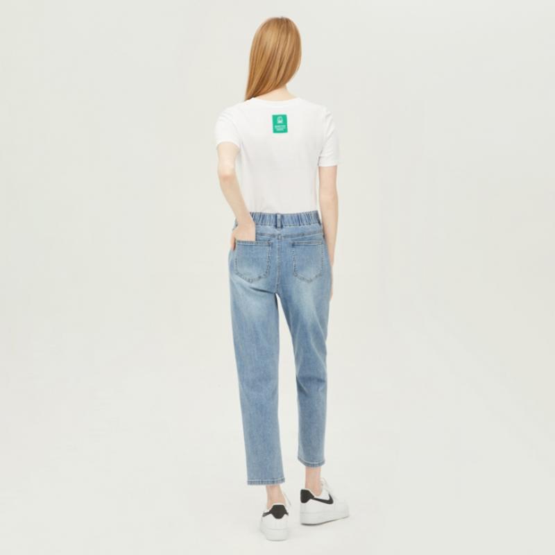 Benetton Benetton Logo Beading Slim Straight Denim Pants Badpb5431 Bl